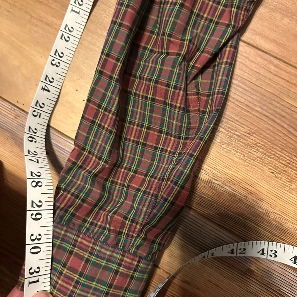 Ralph Lauren Menβs Plaid Dress Shirt Long Sleeve Size L Green Red - Picture 7 of 9